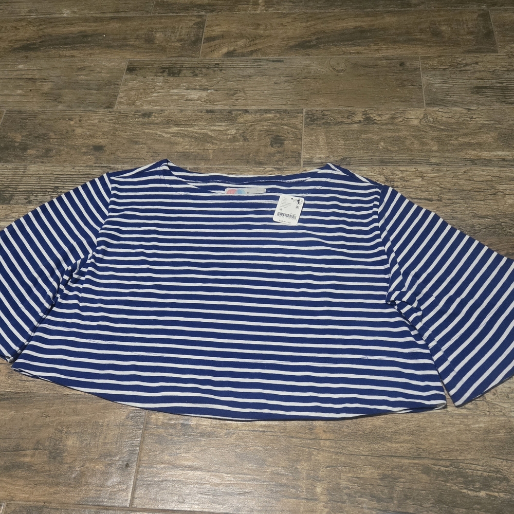 Free People Blue and White Striped Crop Top